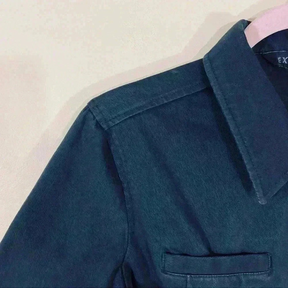 Express Black Denim Full Zip Collared Jean Jacket - Picture 13 of 14